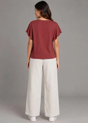 Infinita Cor - Blusa Feminina com Manga Franzida Vermelho - INFINITA COR