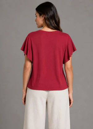 Infinita Cor - Blusa Feminina com Manga Franzida Vermelho - INFINITA COR
