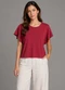 Infinita Cor - Blusa Feminina com Manga Franzida Marrom - variação: Vermelho
