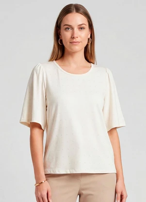 Infinita Cor - Blusa Feminina com Manga Godê Bege - INFINITA COR