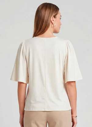 Infinita Cor - Blusa Feminina com Manga Godê Bege - INFINITA COR