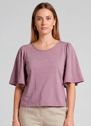 Infinita Cor - Blusa Feminina com Manga Godê Roxo - INFINITA COR