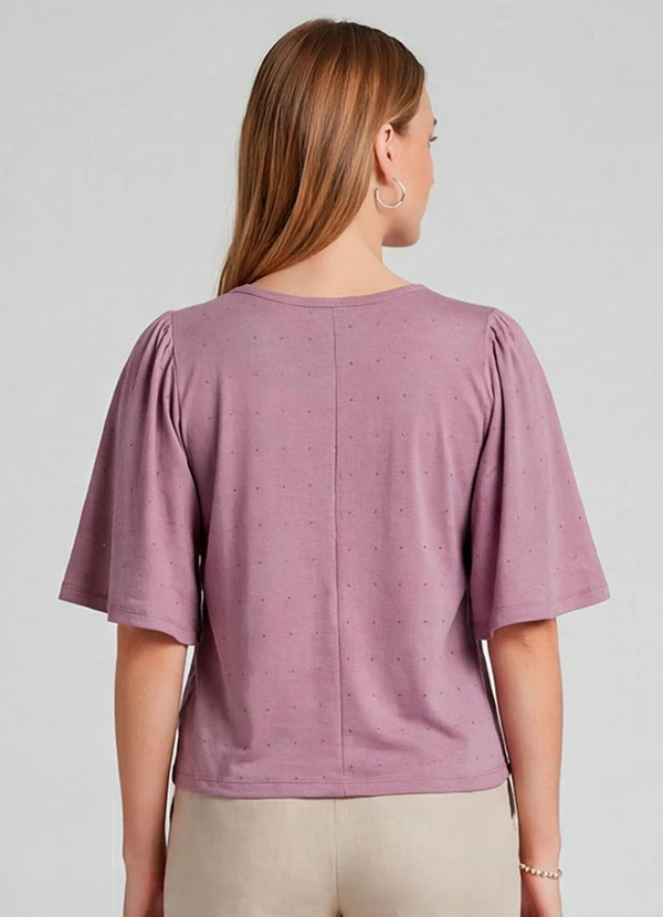 Infinita Cor - Blusa Feminina com Manga Godê Roxo 2