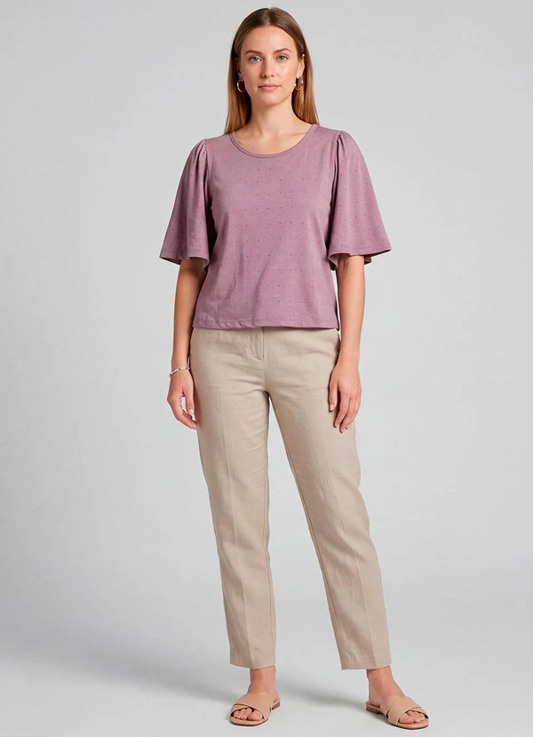 Infinita Cor - Blusa Feminina com Manga Godê Roxo 3