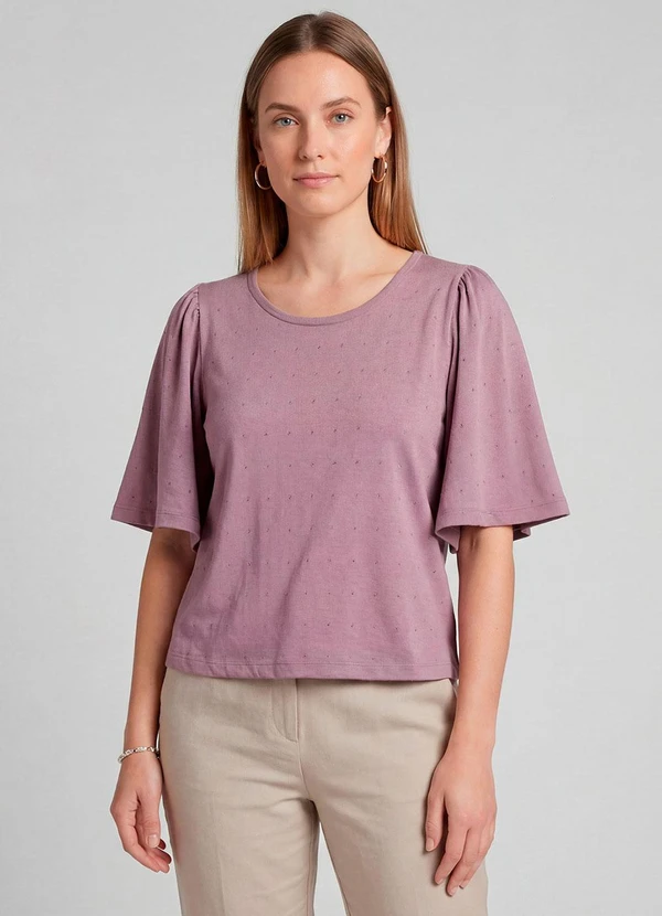Infinita Cor - Blusa Feminina com Manga Godê Roxo 5