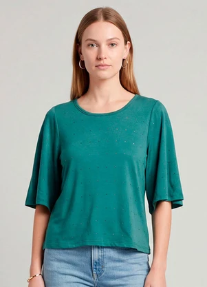 Infinita Cor - Blusa Feminina com Manga Godê Verde - INFINITA COR