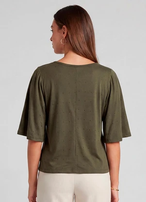 Infinita Cor - Blusa Feminina com Manga Godê Verde - INFINITA COR