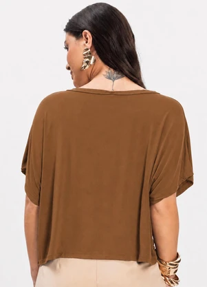 Rovitex - Blusa Feminina com Manga Morcego Marrom - ROVITEX