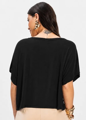 Rovitex - Blusa Feminina com Manga Morcego Preto - ROVITEX