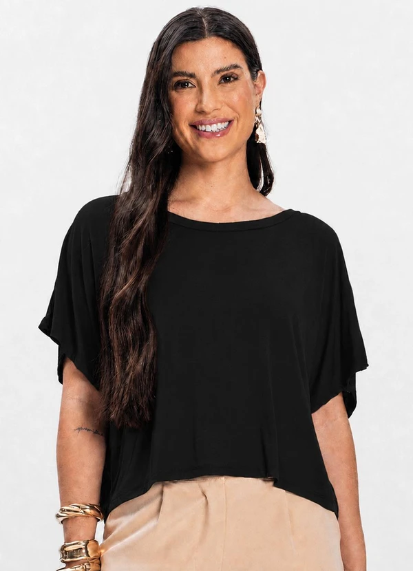 Rovitex - Blusa Feminina com Manga Morcego Preto