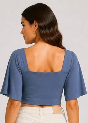 Infinita Cor - Blusa Feminina com Manga Sino Azul - INFINITA COR