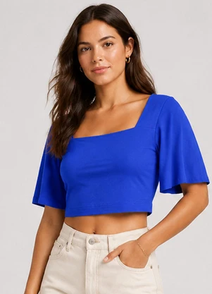 Infinita Cor - Blusa Feminina com Manga Sino Azul - INFINITA COR