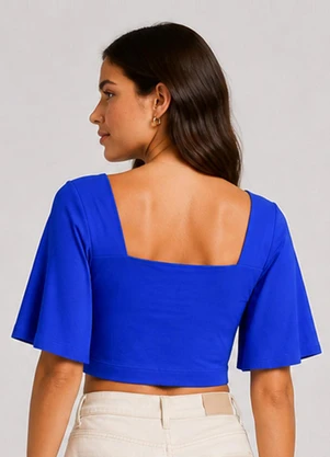 Infinita Cor - Blusa Feminina com Manga Sino Azul - INFINITA COR