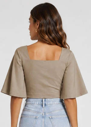 Infinita Cor - Blusa Feminina com Manga Sino Marrom - INFINITA COR