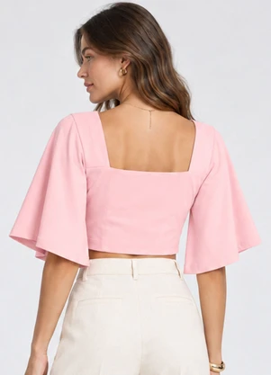 Infinita Cor - Blusa Feminina com Manga Sino Rosa - INFINITA COR