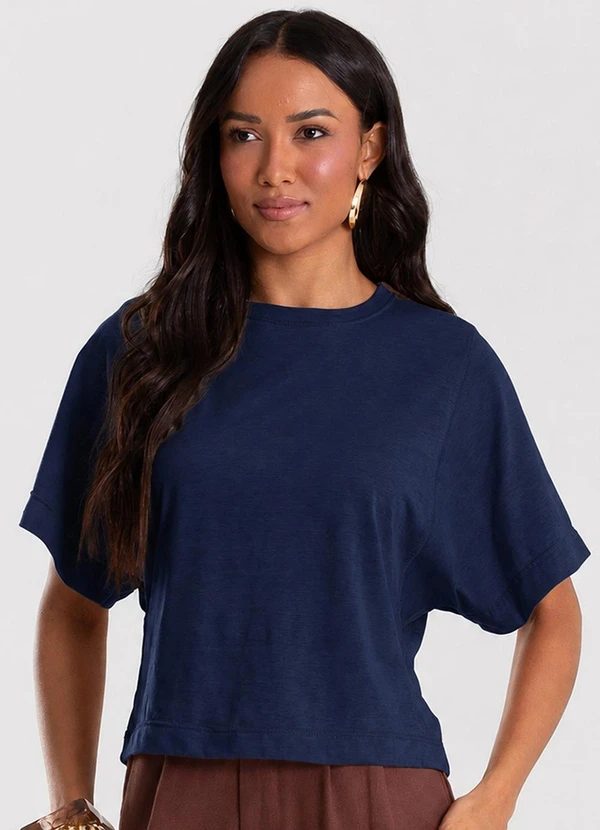 Infinita Cor - Blusa Feminina com Mangas Amplas Azul