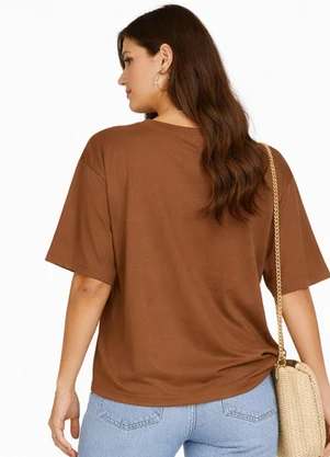 Infinita Cor - Blusa Feminina com Mangas Amplas Marrom - INFINITA COR