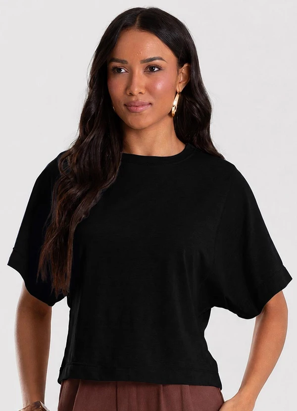 Infinita Cor - Blusa Feminina com Mangas Amplas Preto
