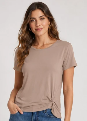 Infinita Cor - Blusa Feminina com Nó na Frente Bege - INFINITA COR