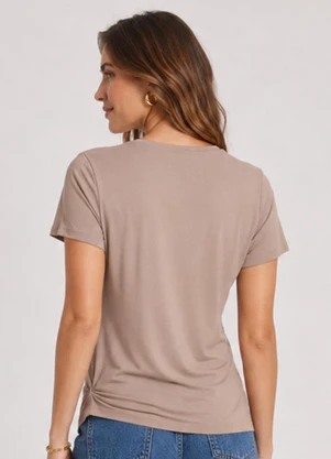 Infinita Cor - Blusa Feminina com Nó na Frente Bege - INFINITA COR