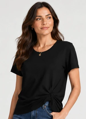 Infinita Cor - Blusa Feminina com Nó na Frente Preto - INFINITA COR