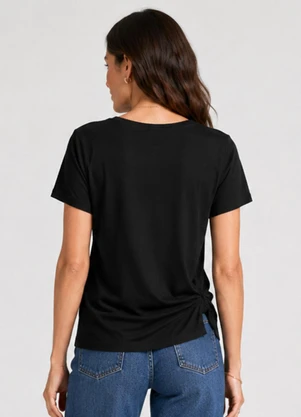 Infinita Cor - Blusa Feminina com Nó na Frente Preto - INFINITA COR