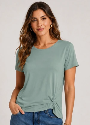 Infinita Cor - Blusa Feminina com Nó na Frente Verde - INFINITA COR