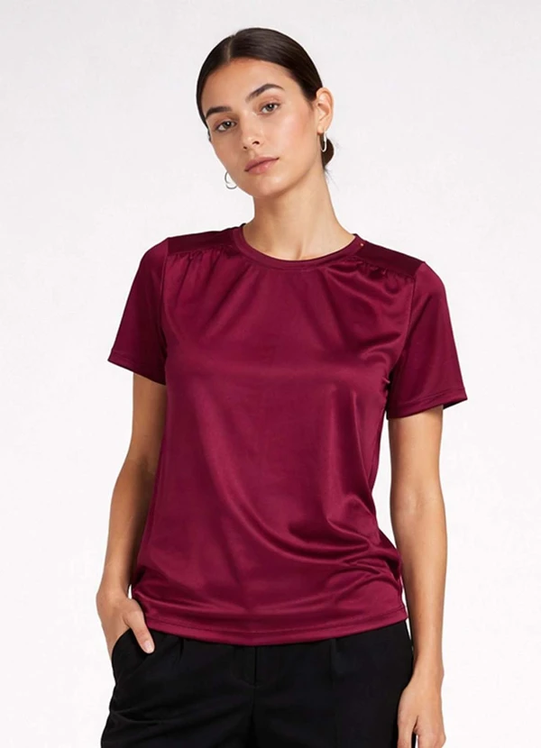 Infinita Cor - Blusa Feminina com Recorte Franzido Vermelho