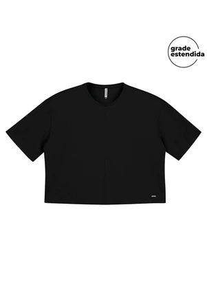 Marialícia - Blusa Feminina com Recorte Frontal Preto - MARIALÍCIA