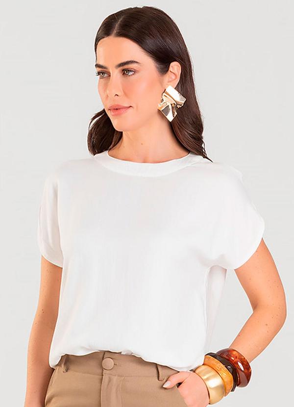 Dianna - Blusa Feminina com Recorte Manga Bege