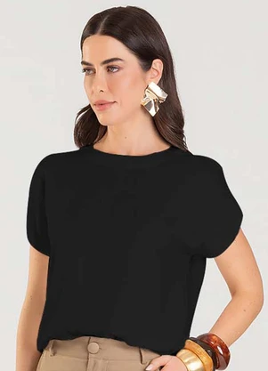 Dianna - Blusa Feminina com Recorte Manga Preto - DIANNA
