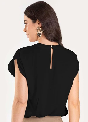 Dianna - Blusa Feminina com Recorte Manga Preto - DIANNA