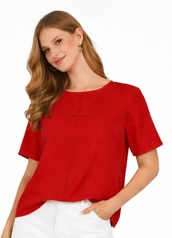 Infinita Cor - Blusa Feminina com Recortes Frontais Laranja