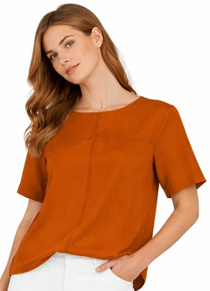 Infinita Cor - Blusa Feminina com Recortes Frontais Marrom - INFINITA COR