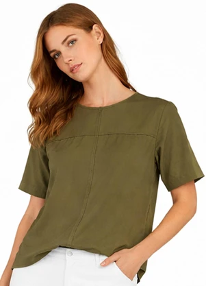 Infinita Cor - Blusa Feminina com Recortes Frontais Verde - INFINITA COR