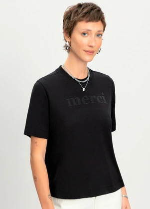 Essendi - Blusa Feminina com Strass Preto - ESSENDI