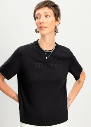 Essendi - Blusa Feminina com Strass Preto - ESSENDI