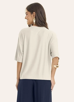 Rovitex - Blusa Feminina com Strass Visco Creponada Bege - ROVITEX