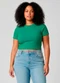 Rovitex - Blusa Feminina com Tecido Canelado Branco - variação: Verde