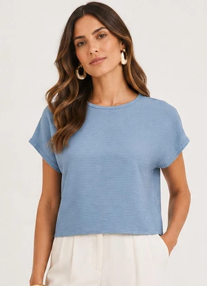 Infinita Cor - Blusa Feminina com Tecido Texturizado Azul - INFINITA COR