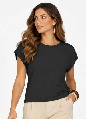 Infinita Cor - Blusa Feminina com Tecido Texturizado Preto - INFINITA COR