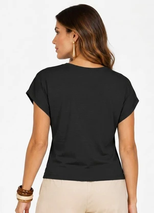 Infinita Cor - Blusa Feminina com Tecido Texturizado Preto - INFINITA COR