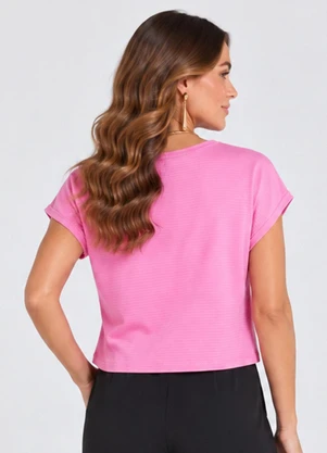 Infinita Cor - Blusa Feminina com Tecido Texturizado Rosa - INFINITA COR