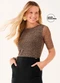 Marialícia - Blusa Feminina com Tule Marrom - variação: Bege