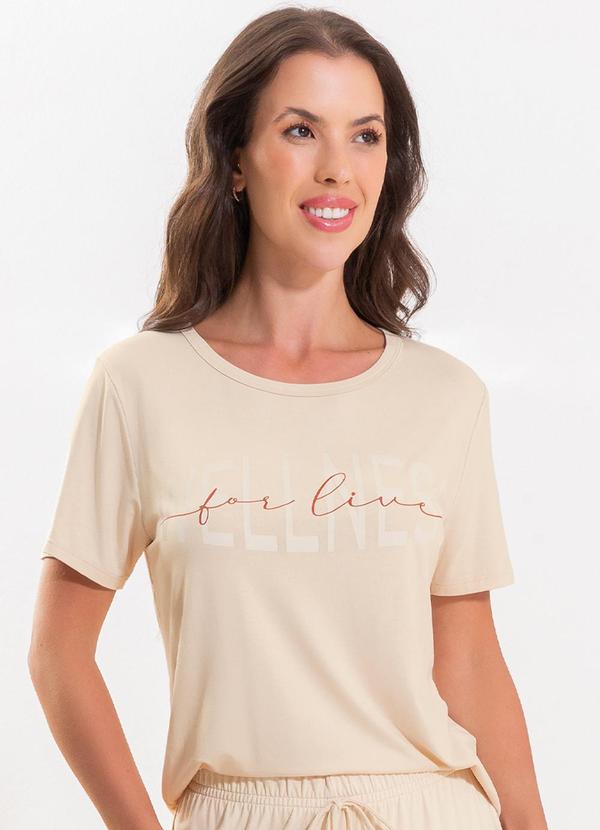 Cativa - Blusa Feminina com Uma Estampa Localizada Bege
