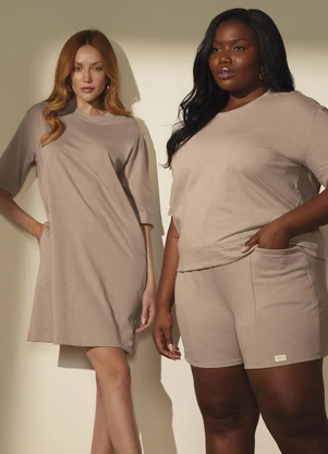 Marialícia - Blusa Feminina Comfy Eco Linho Marrom - MARIALÍCIA