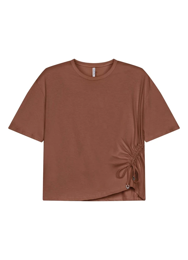 Marialícia - Blusa Feminina Cordão Franzido Marrom