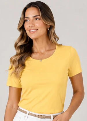 Rovitex - Blusa Feminina Cotton 30 Básica Amarelo - ROVITEX