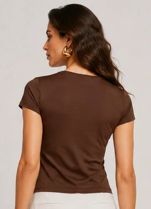 Rovitex - Blusa Feminina Cotton 30 Básica Marrom - ROVITEX