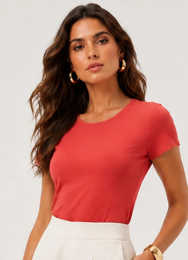 Rovitex - Blusa Feminina Cotton 30 Básica Rosa